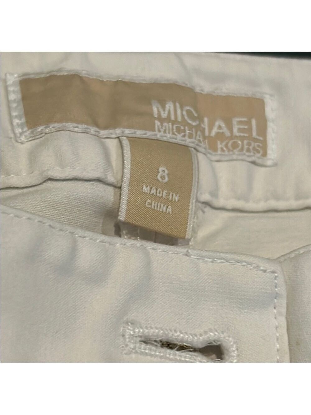 Michael Kors White Straight Leg Pants Size 8 EUC Like New Stretch Trousers - Picture 4 of 6